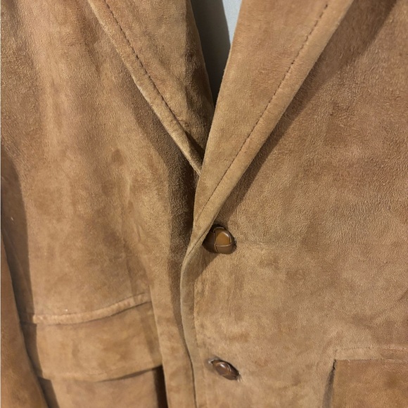 Terry lambskin suede leather tan brown blazer jacket M - Picture 4 of 12